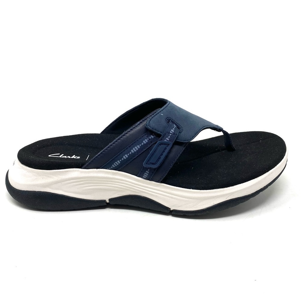 WS52- Clarks Women's Navy Blue Comfort Thong Sandals - sz 9.5